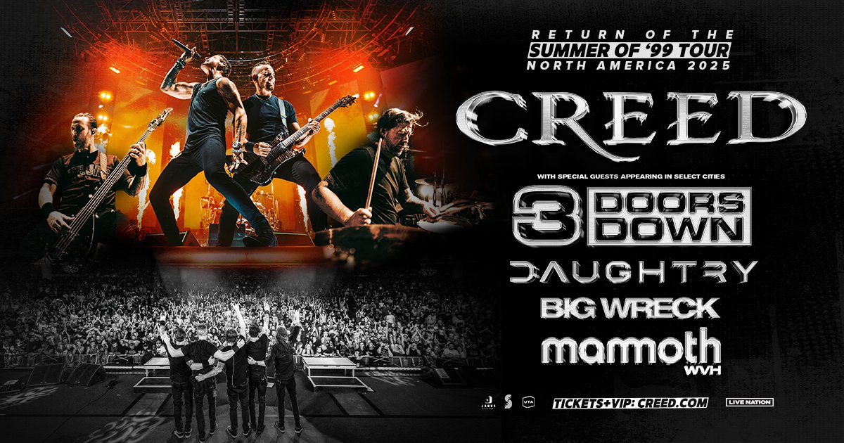 Creed Announces 2025 Dates; New Jersey Show 107.1 The Boss